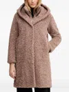Bomboogie Hooded Zip Coat In Neutral