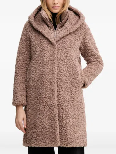 Bomboogie Hooded Zip Coat In Neutral