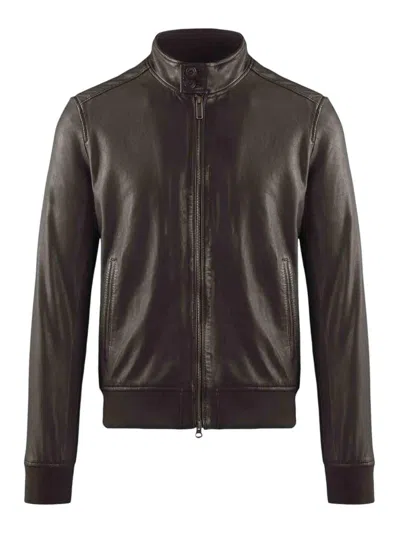 Bomboogie Lightweight Technical Fabric Jacket In Brown