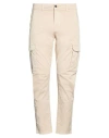 Bomboogie Man Pants Beige Size 34 Cotton, Elastane In White