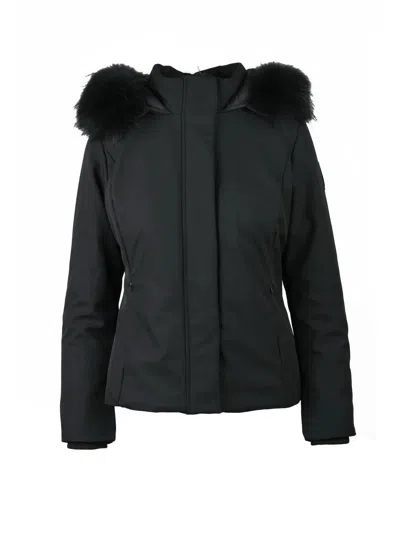 Bomboogie Padded Black Fitted Jacket With Removable Fur Inserts