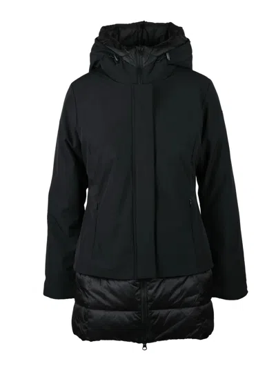 Bomboogie Padded Black Jacket With Combined Closure And Adjustable Hood