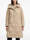 Bomboogie Quilted Hooded Coat In Neutral