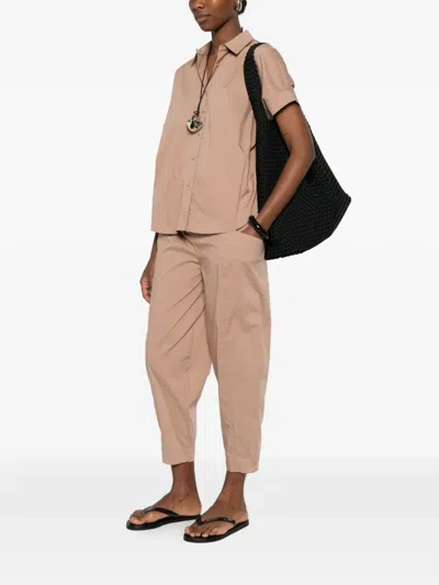 Bomboogie Tapered Cropped Trousers In Brown