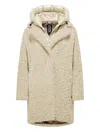 Bomboogie Women's Beige Teddy-effect Coat With Padded Hood In Multi