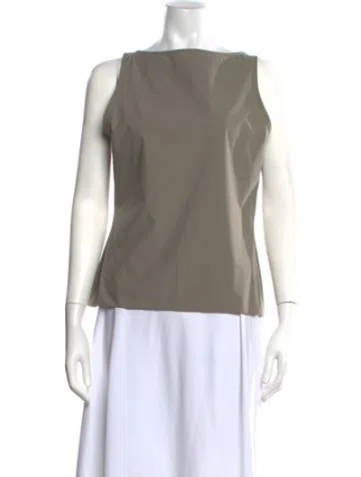 Pre-owned Bombou Roger Kwong Nylon Bateau Neckline Top W/ Tags In Green
