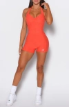 Bombshell Sportswear Backless Pocket Bodysuit Short In Orange