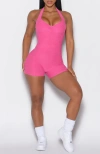 Bombshell Sportswear Backless Pocket Bodysuit Short In Pink