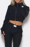 Bombshell Sportswear Cloud Crop Jacket In Black