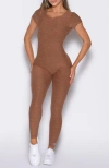 Bombshell Sportswear Open Back Tee Bodysuit In Brown