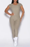 Bombshell Sportswear Open Back Tee Bodysuit In Gray