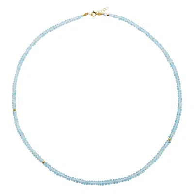 Bombyx House Women's Blue Birthstone March Aquamarine Necklace Gold