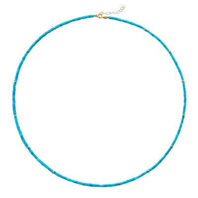 Bombyx House Women's Blue / Gold Tiny Turquoise Tube Gold Station Necklace In Purple