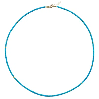 Bombyx House Women's Blue Tiny Turquoise Tube Gold Necklace