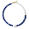 Bombyx House Women's Blue / White / Gold Pearl Lapis Lazuli Necklace In Blue