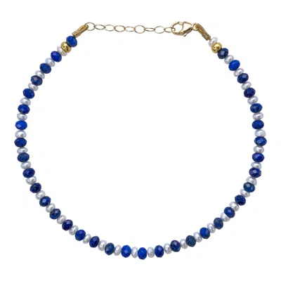Bombyx House Women's Gold / Blue / White Lapis Lazuli & Pearl Bracelet Gold In Multi