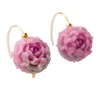 Bombyx House Women's Gold / Pink Pink Agate Peony Flower Earring Large Gold Hook In Pink