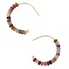 Bombyx House Women's Gold / Pink Rainbow Tourmaline Half Moon Earring Large Gold Hoop In Multi