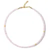 Bombyx House Women's Gold / Pink Rose Quartz Bead Necklace In Purple