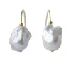 Bombyx House Women's Gold / White Baroque Pearl Earring Gold Hooks In Blue