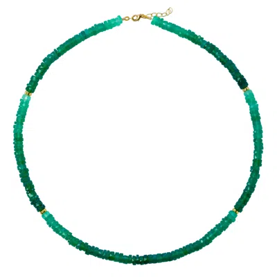 Bombyx House Women's Green Agate Ombre Gold Bead Necklace