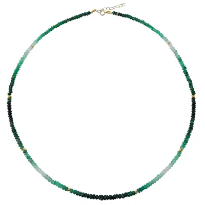 Bombyx House Women's Green Emerald Ombre Gold Station Necklace