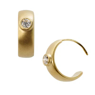 Bombyx House Women's Meme Diamond Huggie  Gold Earrings