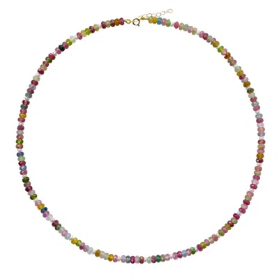 Bombyx House Women's Pink Rainbow Tourmaline & Pearl Necklace Gold In Brown