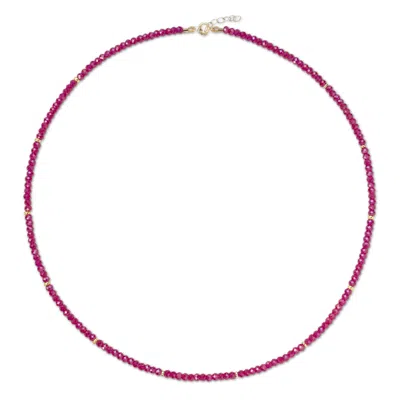 Bombyx House Women's Red Birthstone July Ruby Gold Station Necklace In Pink