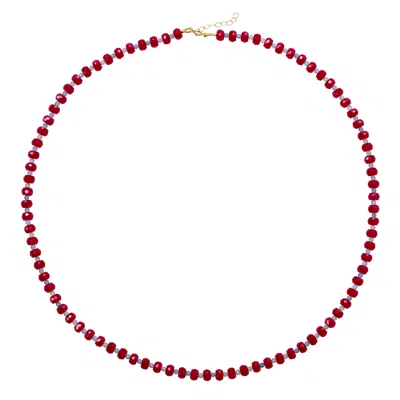 Bombyx House Women's Red / Blue Jumbo Ruby Aquamarine Necklace Gold In Multi