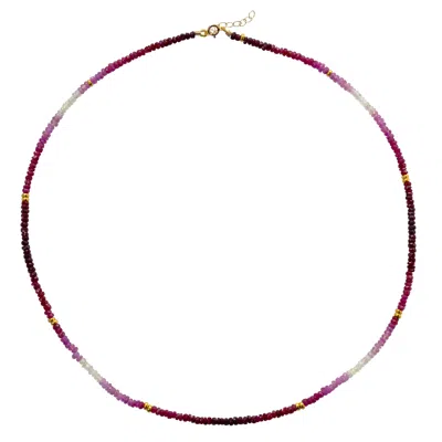 Bombyx House Women's Red Ruby Ombre Gold Station Necklace