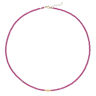 Bombyx House Women's Red Tiny Ruby Gold Cluster Necklace