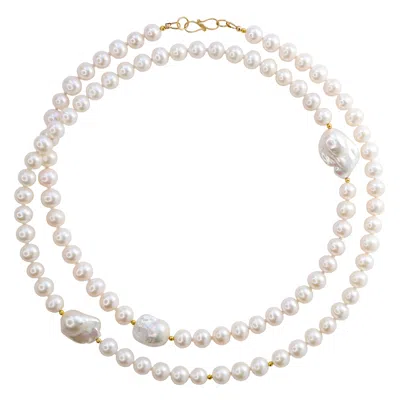Bombyx House Women's White Baroque Pearls Rope Necklace Gold