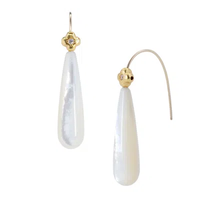 Bombyx House Women's White Mother Of Pearl Gold Drop Earrings