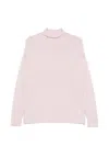 Bompard Ample Turtleneck Side Slits Sweater In Pink