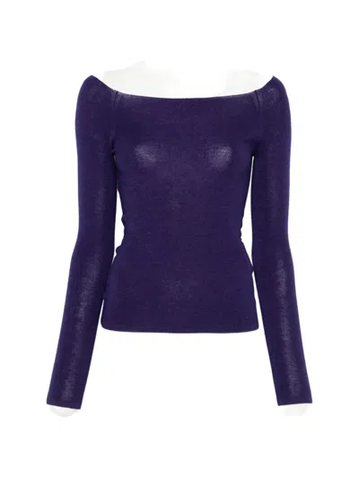 Bompard Bardot-neck T-shirt In Blue