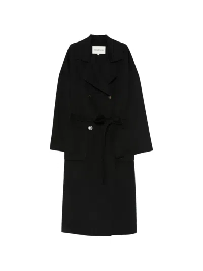 Bompard Belted Double-breasted Coat In Black