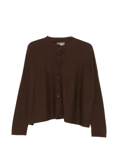 Bompard Button Round-neck Cardigan In Brown