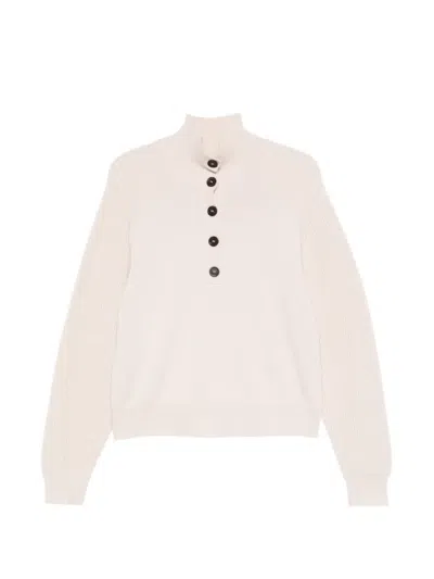 Bompard Buttoned High-neck Sweater In Neutral