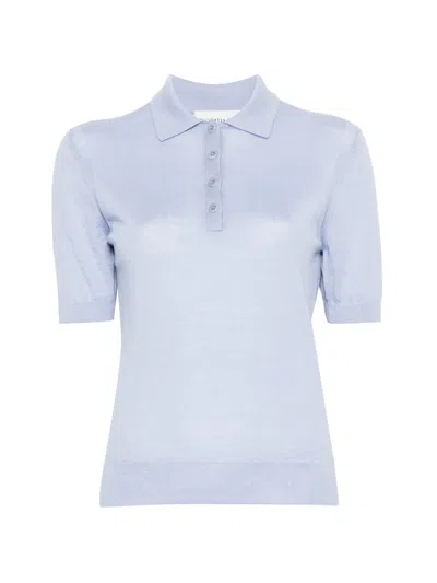 Bompard Buttoned Short-sleeve Polo Top In Blue