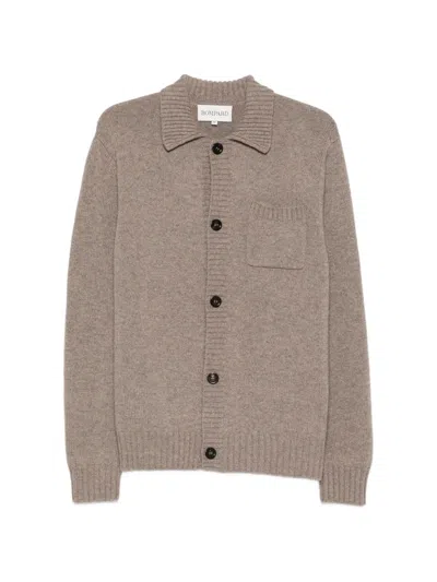 Bompard Button-up Chest-pocket Cardigan In Brown