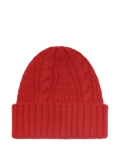 Bompard Cable-knit Beanie Hat In Red