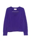 Bompard 케이블 니트 V넥 스웨터 In Purple