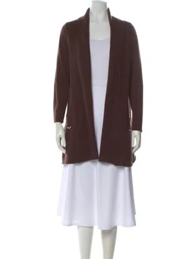 Pre-owned Bompard Cashmere Open Front Sweater In Brown