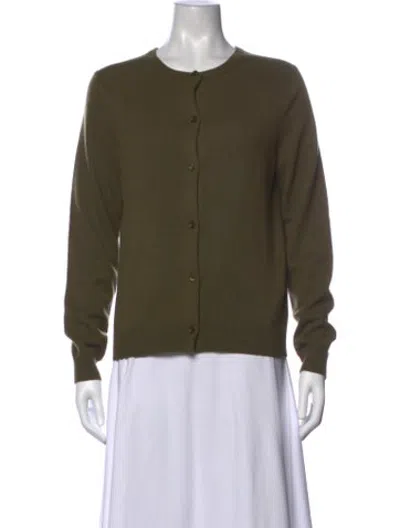 Pre-owned Bompard Cashmere Open Front Sweater In Green