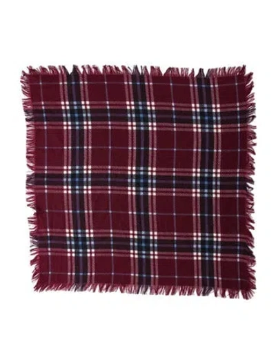 Pre-owned Bompard Cashmere Plaid Print Scarf In Burgundy