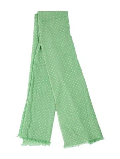 Pre-owned Bompard Cashmere Polka Dot Print Scarf In Green
