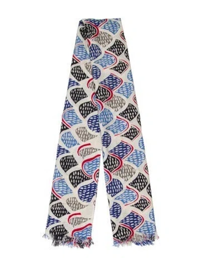 Pre-owned Bompard Cashmere Printed Scarf In Blue