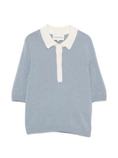 Bompard Cashmere Two-tone Polo Top In Blue