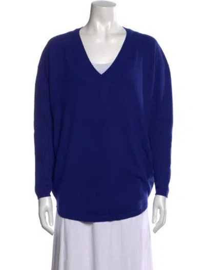 Pre-owned Bompard Cashmere V-neck Sweater In Blue
